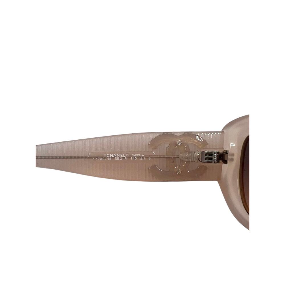 Chanel 5493-A Logo Rectangle Blush Beige Casual Designer Sunglasses - Picture 8 of 11